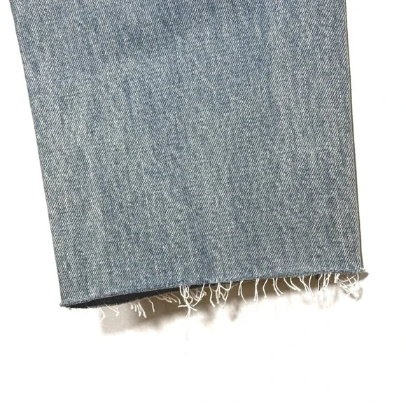 TOTEME Size 26 Barrel Leg Light Wash Button‎ Fly Jeans Raw Hem